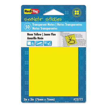 Redi-Tag® Transparent Film Sticky Notes, 3 X 3, Neon Orange, 50-sheets-pad freeshipping - TVN Wholesale
